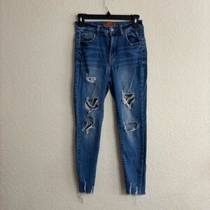 Distressed Blue Jeans